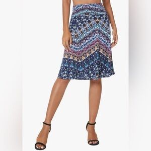 NEW…Ruched High Waist Knee Length Stretchy Flared Casual Skirt